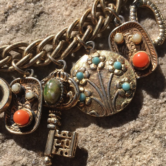 Vintage Jewelry - Vintage Boho Statement Charm Bracelet